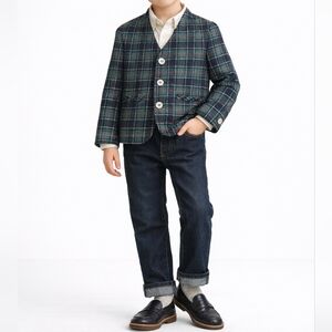 VINTAGE JACK TAR TOGS Plaid Jacket | Child Size 4 | Navy Green Red | Preppy